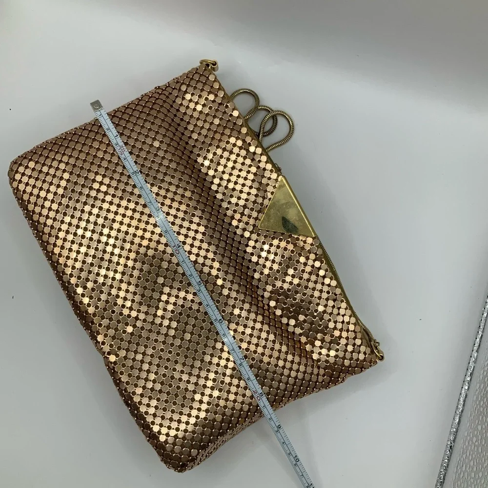 Elka Vintage Gold Tone Metal Mesh Metallic Chain Link Purse